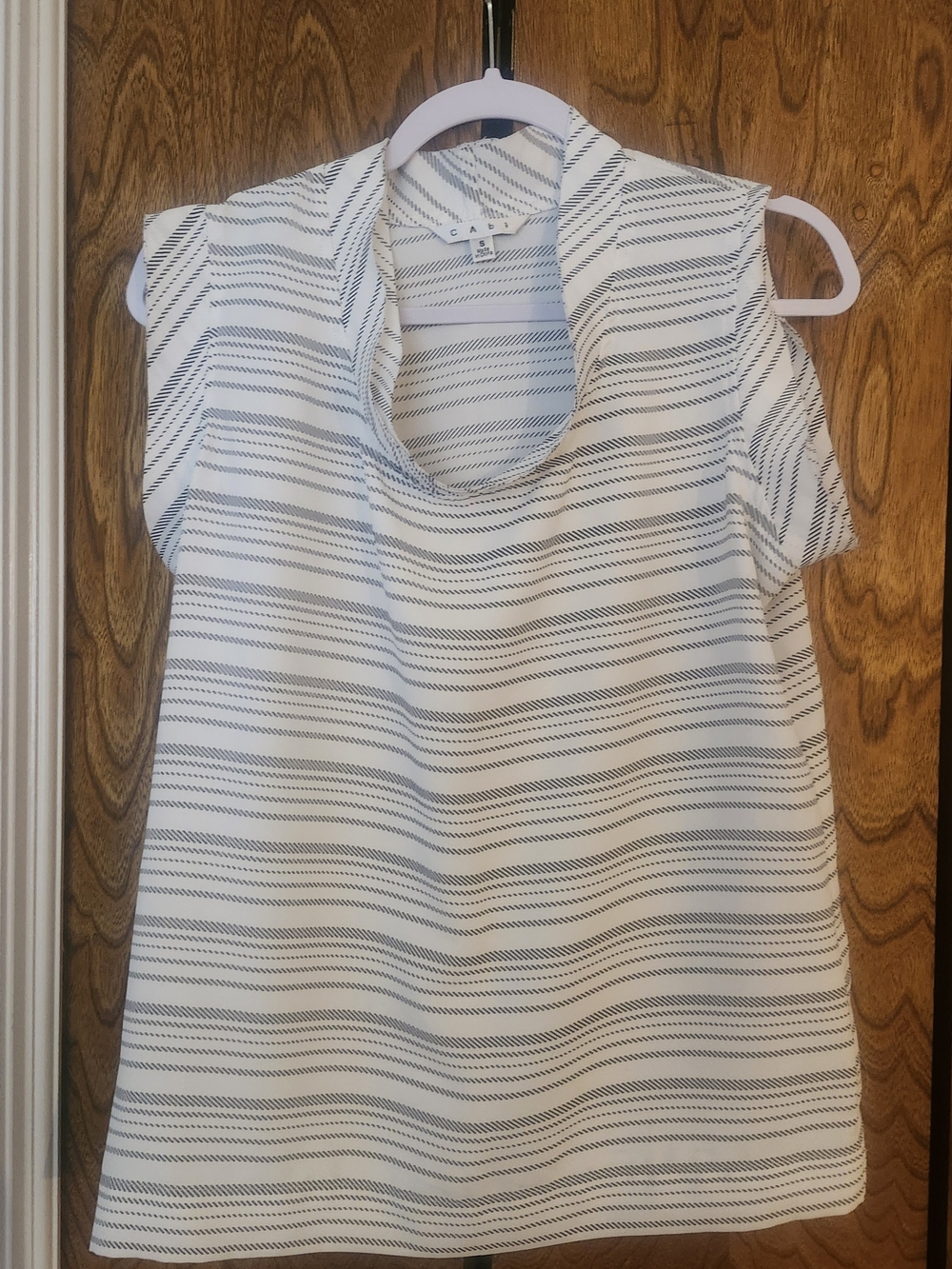 CAbi White Top with Black Horizontal Stripes